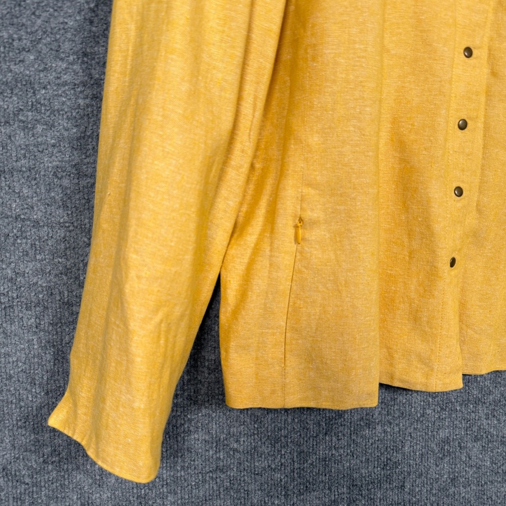 Coldwater Creek Size W20 Shirt Shacket Mustard Yellow Linen Rayon Zip Pocket - Picture 4 of 9